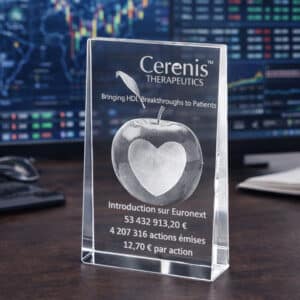 trophée en verre rectangulaire vertical biseauté gravé