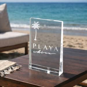 trophée en verre rectangulaire vertical gravé