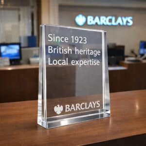 trophée en verre rectangulaire vertical biseauté gravé