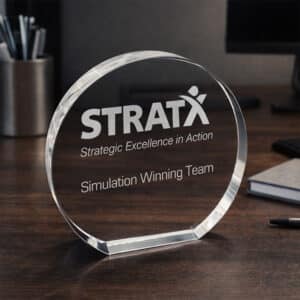 Trophée en verre rond demi lune avec méplat gravé au laser