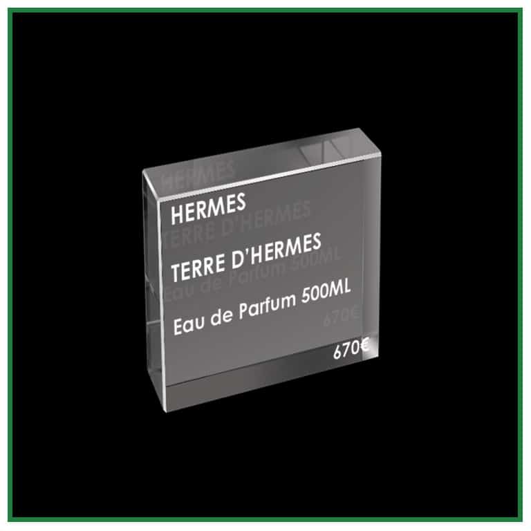 Bloc carré en verre avec gravure laser 2d 3d