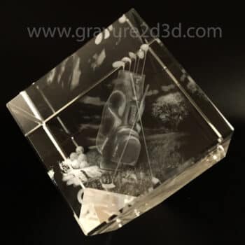 cube en verre pan coupé gravé
