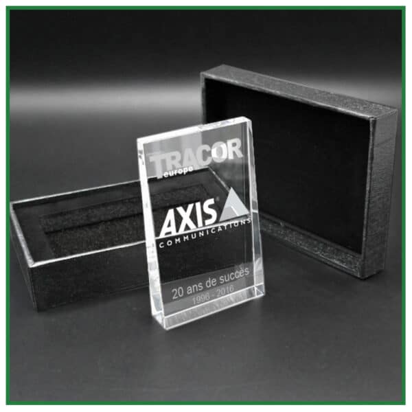 Trophée en verre gravure laser 2d