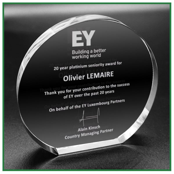 Trophée rond demi lune en verre