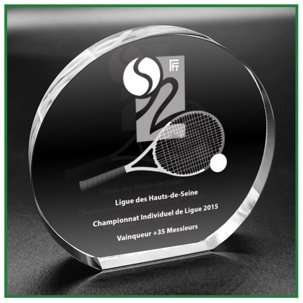 Trophée en verre rond pan coupé