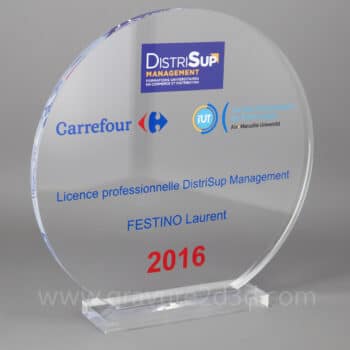 Trophée rond en plexi sur mesure