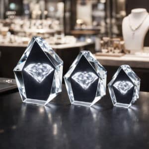 Trophée en verre optique de prestige. Gravure laser au cœur du verre