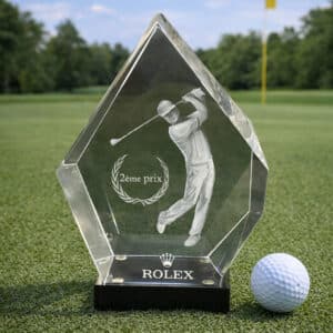 Trophée en verre optique de prestige