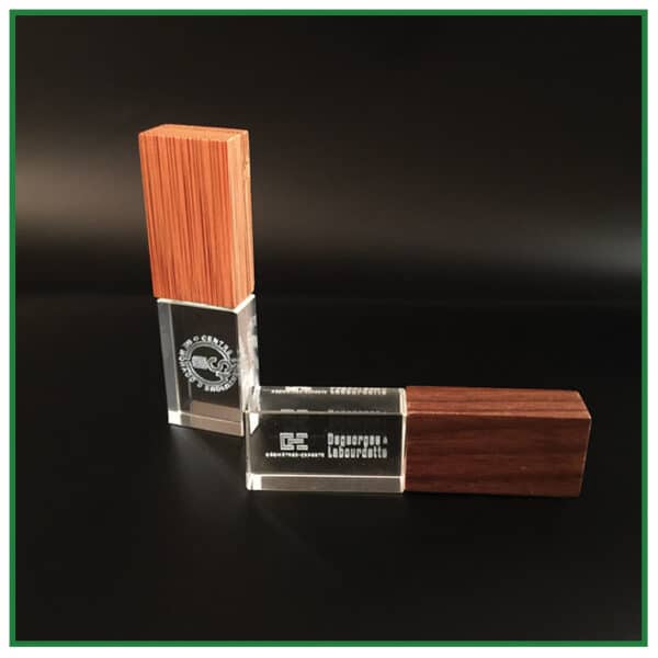 clé usb verre et bois