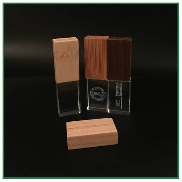 clés usb en verre et bois avec gravure laser