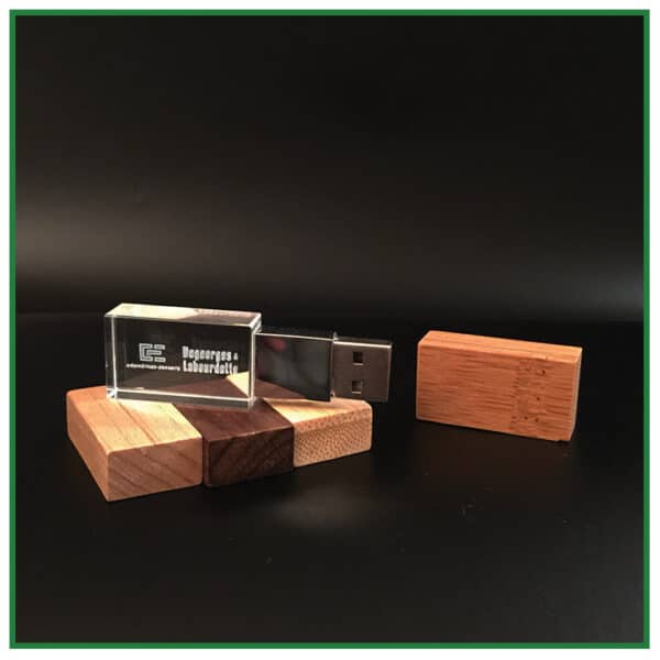 clé usb en verre et bois