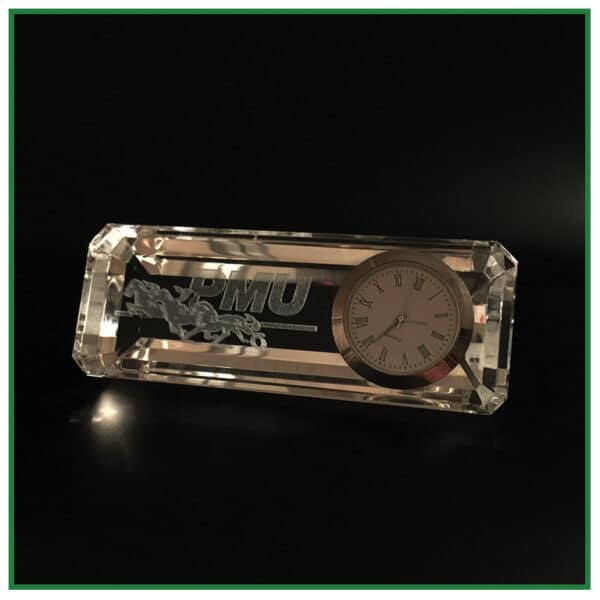 horloge de bureau personnalisée en verre