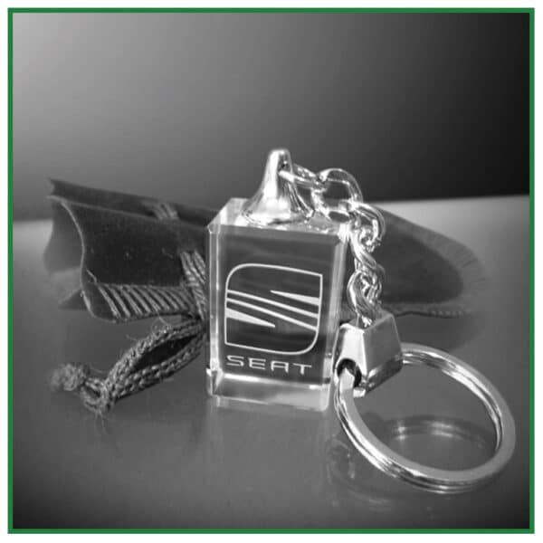 Porte clés en verre rectangulaire