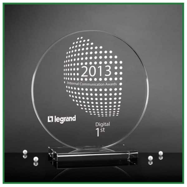 Gravure laser 2d trophée en verre