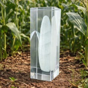 Grand trophée rectangulaire en verre gravé