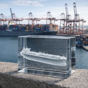 Grand trophée rectangulaire en verre gravé