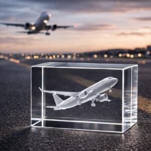 Grand trophée rectangulaire en verre gravé