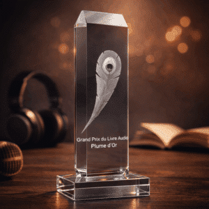 Trophée en verre sur socle César gravé