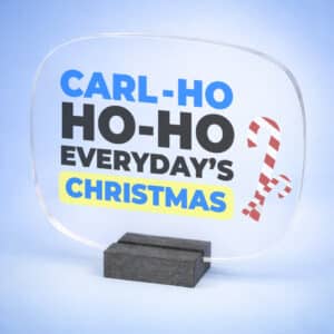 Plaque plexiglas personnalisée arrondie imprimée