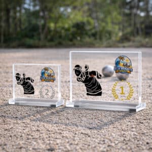 Plaque plexiglas rectangulaire horizontale sur socle