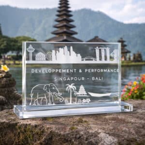 Plaque plexiglas rectangulaire horizontale sur socle