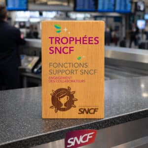 Trophées en bois personnalisables, gravure laser et marquage couleurs