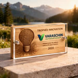 Trophée bois plexi personnalisable