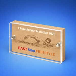 Trophée bois plexi personnalisable