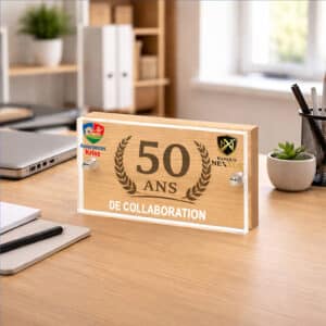 Trophée bois plexi personnalisable