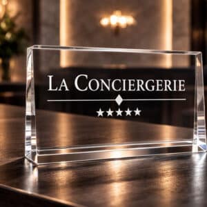 Trophée en verre rectangulaire horizontal gravé