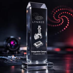 Trophée en verre sur socle César gravé