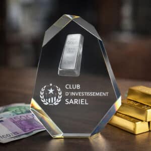 Trophée personnalisé en verre optique Gold gravé
