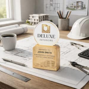 Trophée plexi et bois personnalisé