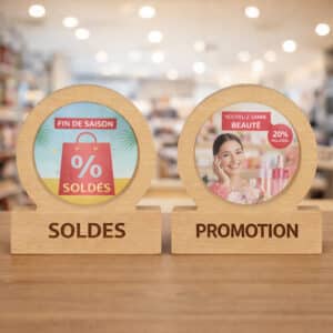 Trophée rond bois et plexi personnalisé