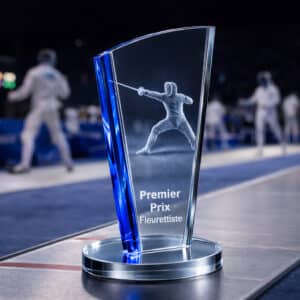 Trophée verre voile socle rond gravé