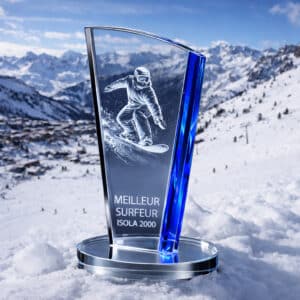 Trophée verre voile socle rond