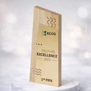 Trophée vertical bois métal personnalisé