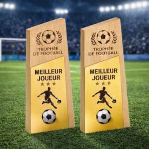 Trophée vertical bois métal personnalisé