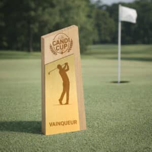 Trophée vertical bois métal personnalisé