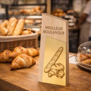 Trophée vertical bois métal personnalisé