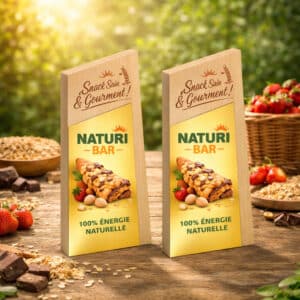 Trophée vertical bois métal personnalisé