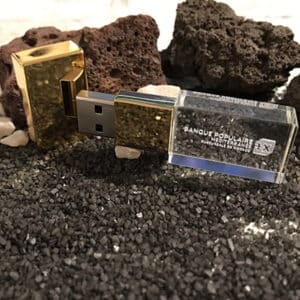Clé USB gravée en verre Gold