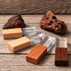 Clés USB verre bois personnalisée gravée