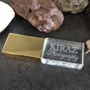 Clé USB gravée en verre Gold