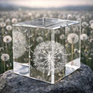 Cube de verre personnalisé gravé