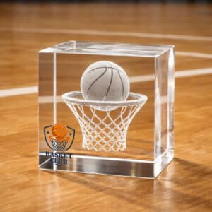 Cube de verre personnalisé gravé et imprimé