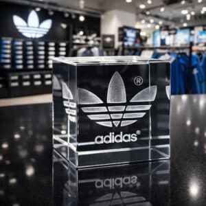 Cube de verre personnalisé gravé