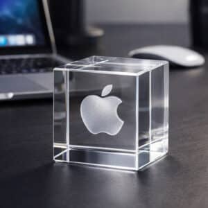 Cube de verre personnalisé gravé