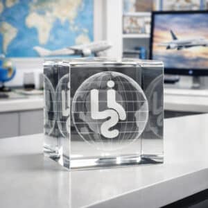 Cube de verre personnalisé gravé