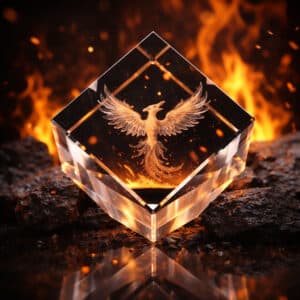 Cube de verre gravé pan coupé - gravure laser 3D